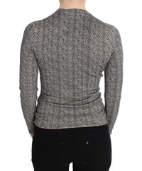 Dolce & Gabbana Black White Wool Top Cardigan Women's Sweater