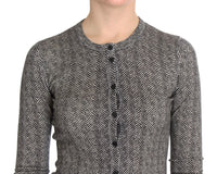 Dolce & Gabbana Black White Wool Top Cardigan Women's Sweater