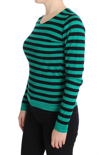 Dolce & Gabbana Green Black Silk Cashmere Women's Sweater