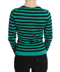 Dolce & Gabbana Green Black Silk Cashmere Women's Sweater