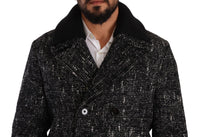 Dolce & Gabbana Black Wool Double Breasted Coat Men Men's Jacket