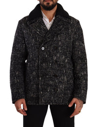 Dolce & Gabbana Black Wool Double Breasted Coat Men Men's Jacket
