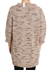 PINK MEMORIES Beige Wool Blend Knitted Oversize Women's Sweater
