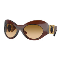 Versace Versace Sunglasses Oval Full Rim, Transparent Brown Frame and Yellow Gradient Brown Lens VE446254462L