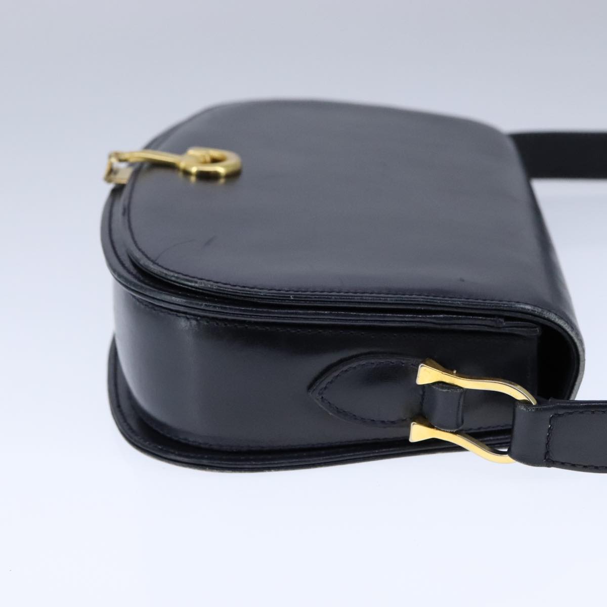 Gucci Horsebit Navy Leather Shoulder Bag (Pre-Owned)