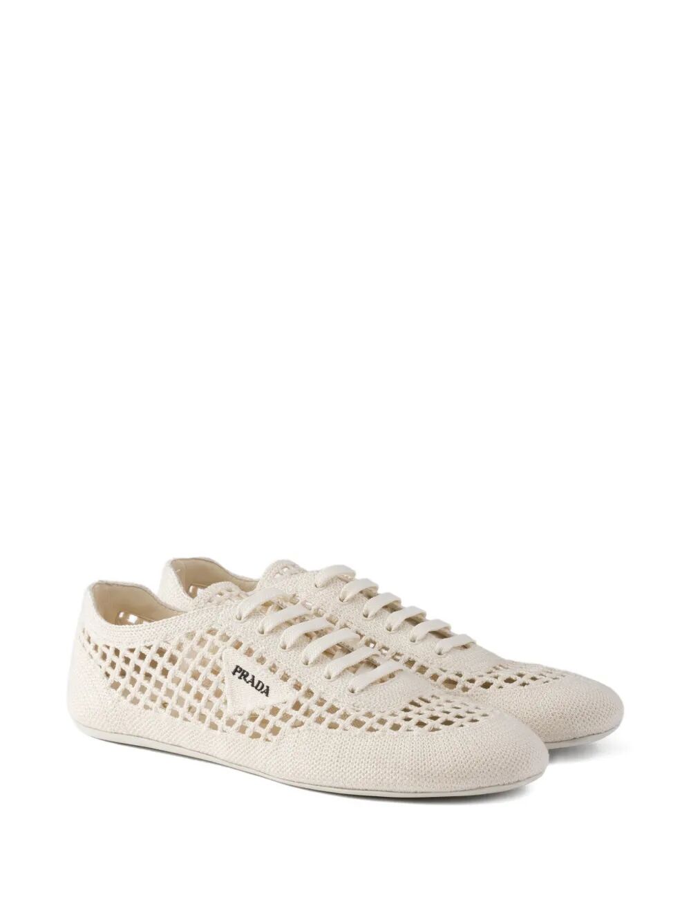 Prada Women Collapse Crochet Laced Sneakers