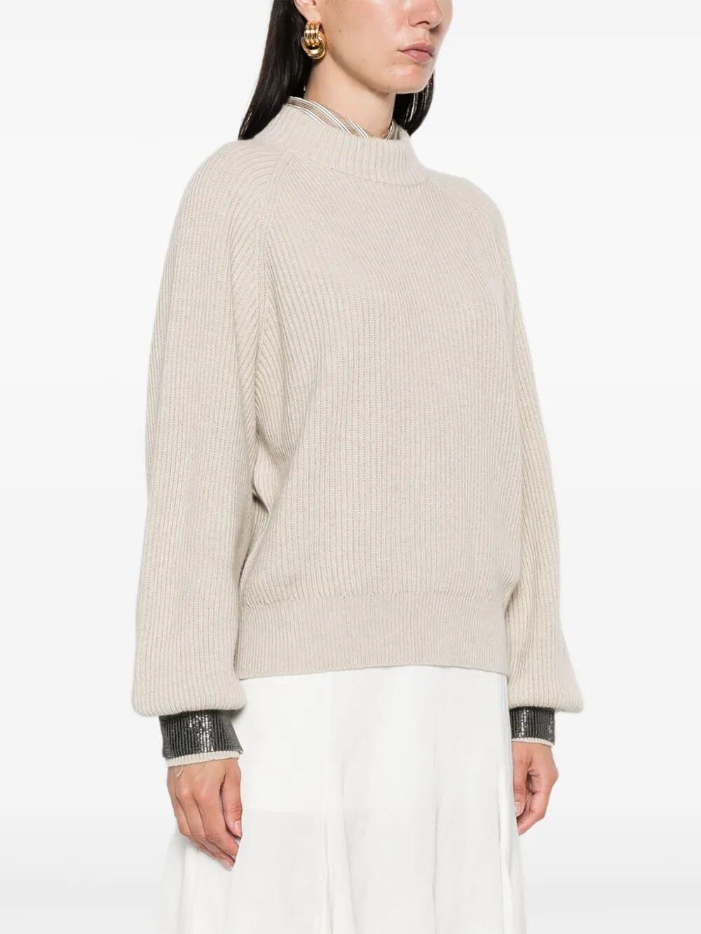 BRUNELLO CUCINELLI Brunello Cucinelli Women Maglione A Coste Con Polsini Gioiello