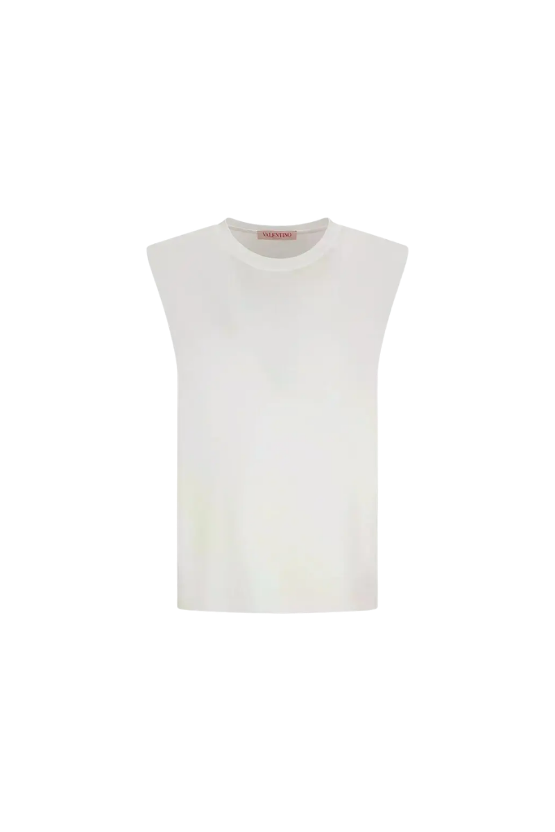 Valentino Garavani Valentino Garavani Padded-Shoulder Cotton Top Bianco 4B3Mg22M8Gg_0Bo