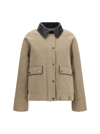Brunello Cucinelli Women Padded Down Jacket With Leather Collar