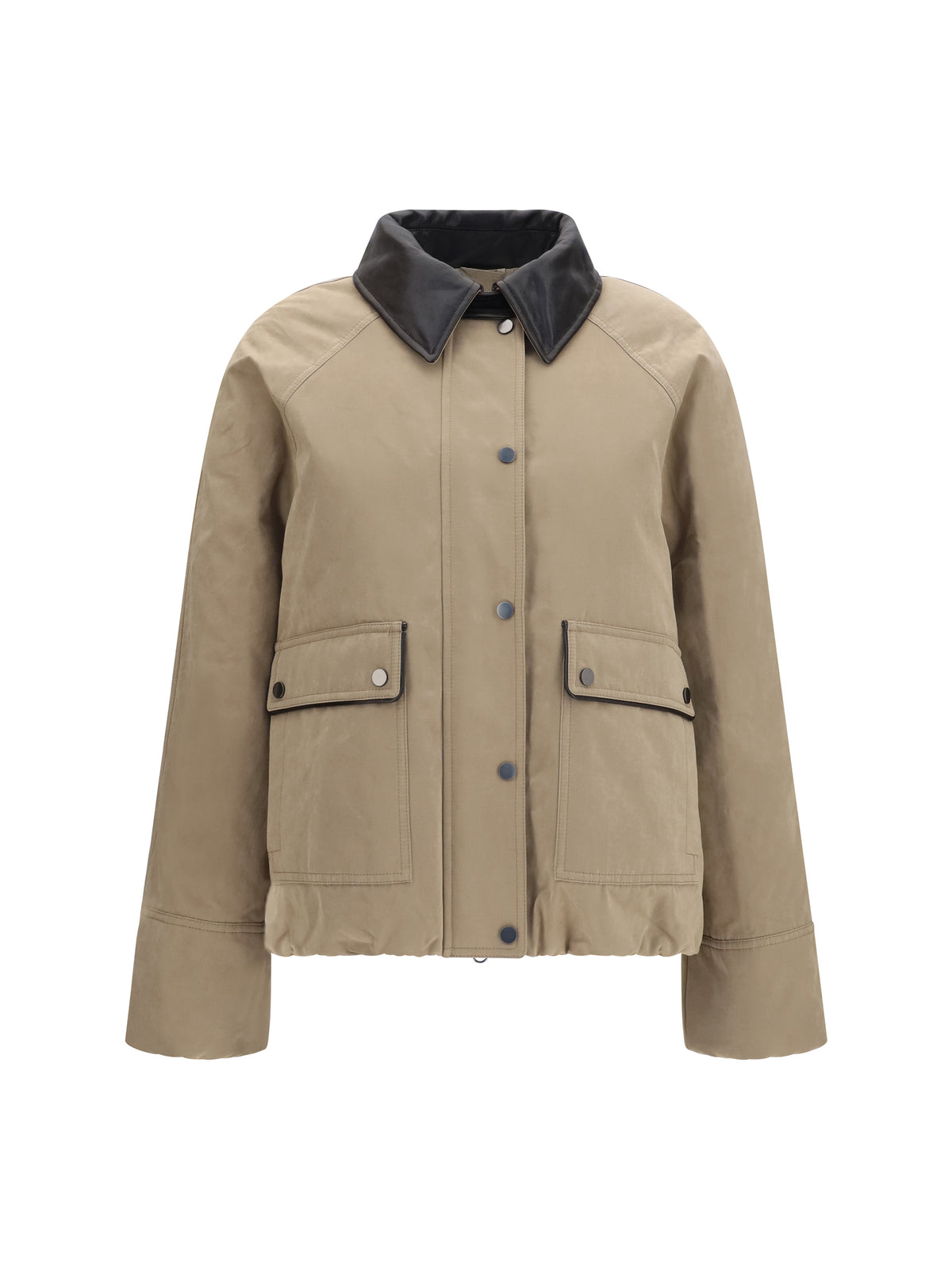 Brunello Cucinelli Women Padded Down Jacket With Leather Collar