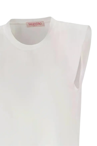 Valentino Garavani Valentino Garavani Padded-Shoulder Cotton Top Bianco 4B3Mg22M8Gg_0Bo