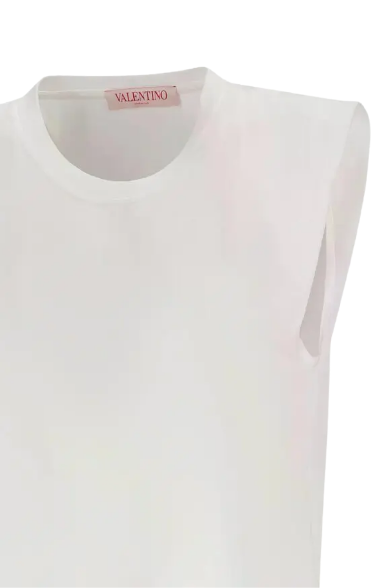 Valentino Garavani Valentino Garavani Padded-Shoulder Cotton Top Bianco 4B3Mg22M8Gg_0Bo