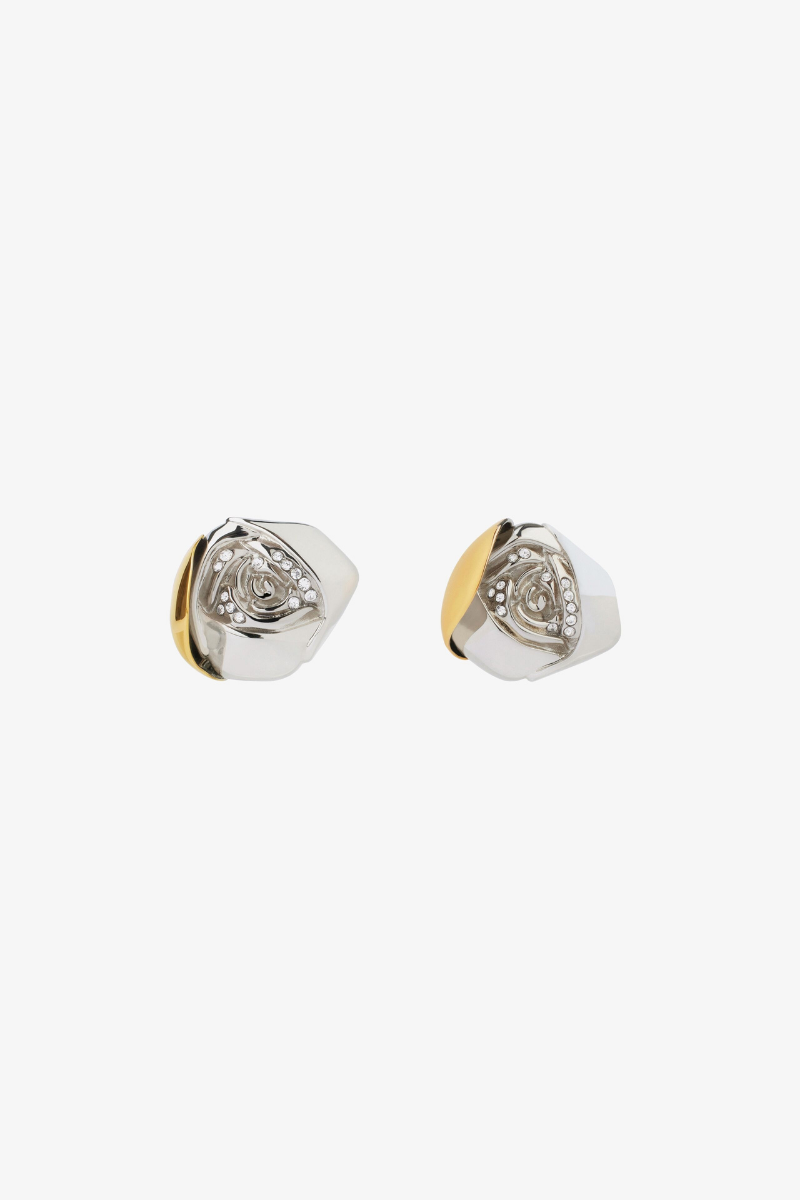 Givenchy Givenchy Flower Golden Silvery Crystal Earrings_Golden/silvery