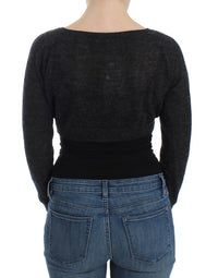 Ermanno Scervino Gray Knit Wool Cardigan Women's Sweater