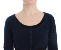 Ermanno Scervino Blue Cashmere Cardigan Women's Sweater
