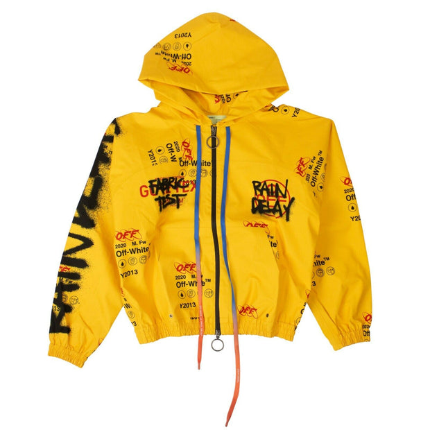 Off-White c/o Virgil Abloh Yellow Graffiti Hooded Jacket, Regular Xs / Yellow