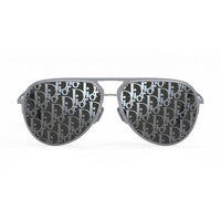 Dior Sunglasses Aviator Full Rim, Shiny Palladium Frame and Blue Grey Dior Pattern Mirror Lens DIORESSENTIALA2UF0A8