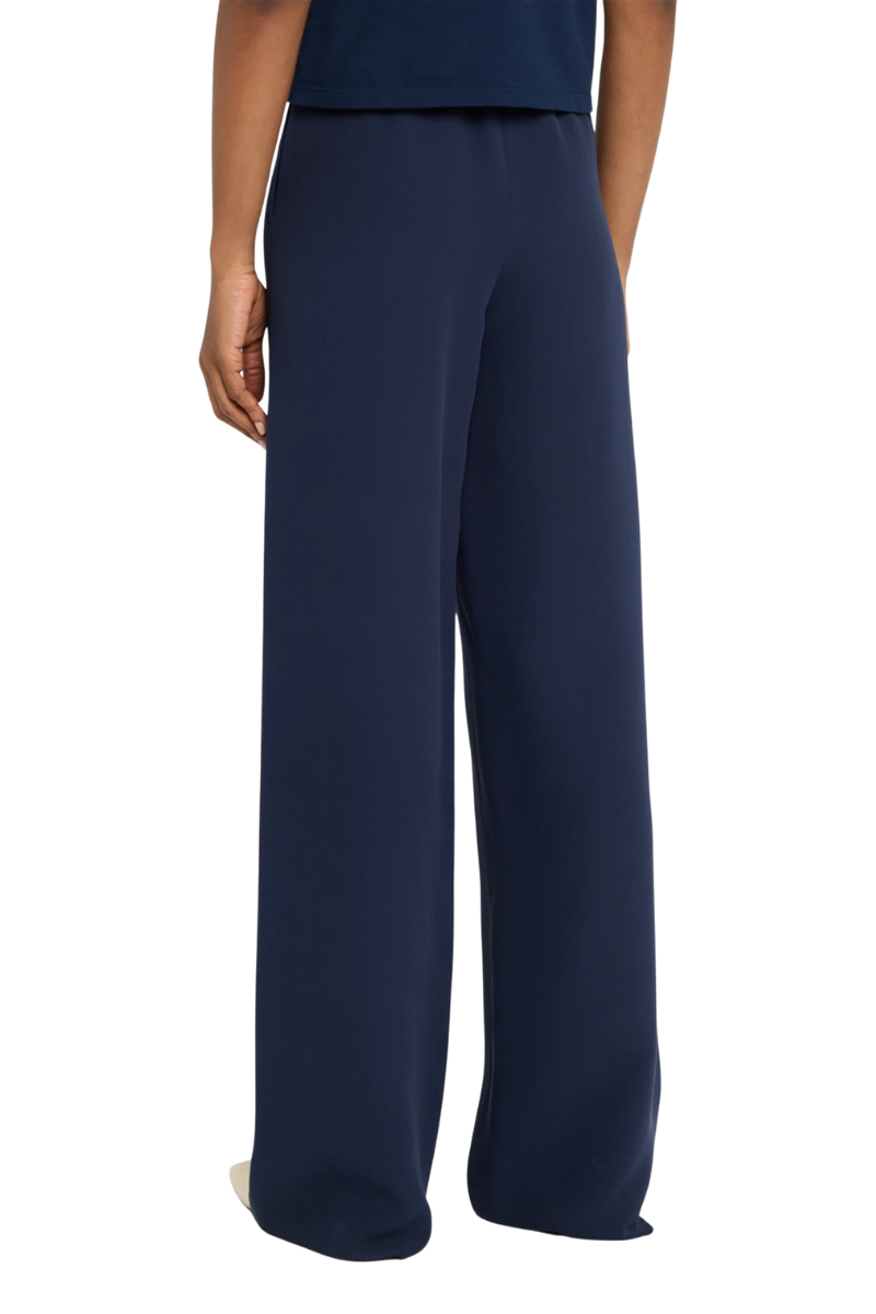 Valentino Garavani Valentino Garavani Silk Wide-Leg Pants In Navy