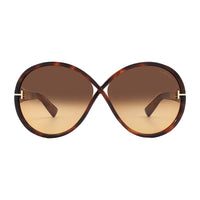 Tom Ford Sunglasses Oval Full Rim, Shiny Light Brown Frame and Bordeaux Gradient Lens FT111645T