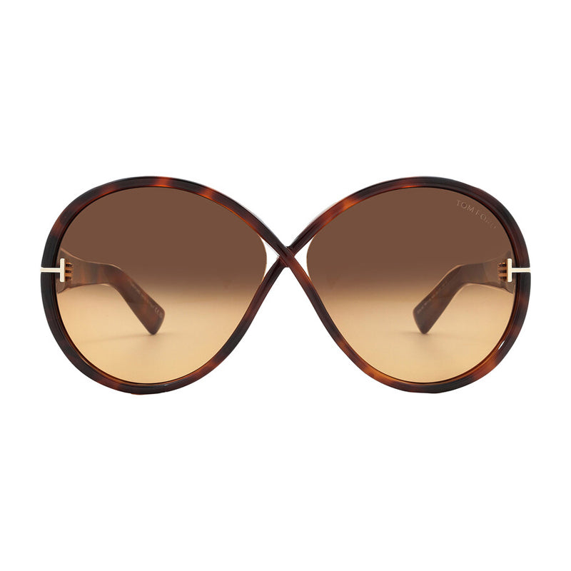 Tom Ford Sunglasses Oval Full Rim, Shiny Light Brown Frame and Bordeaux Gradient Lens FT111645T