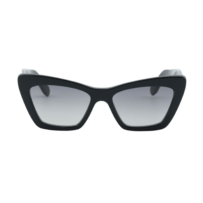 Salvatore Ferragamo Sunglasses Cat Eye Full Rim, Shiny Black Frame and Grey Gradient Lens SF1081S001