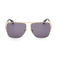 Max Mara Max Mara Sunglasses Aviator Semi Rim, Shiny Deep Gold Frame and Smoke Lens MM012130A