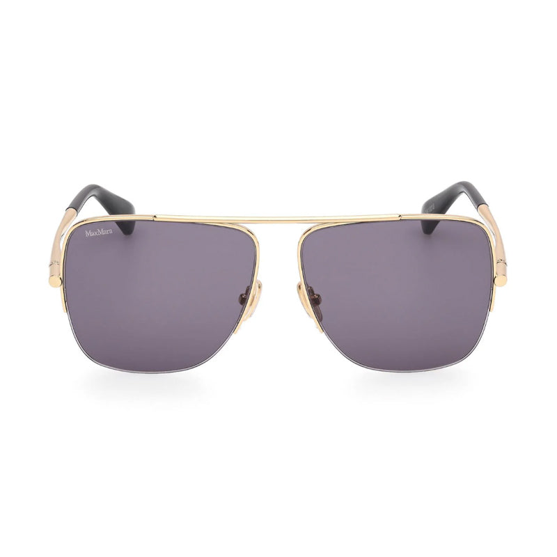 Max Mara Max Mara Sunglasses Aviator Semi Rim, Shiny Deep Gold Frame and Smoke Lens MM012130A