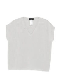 Fabiana Filippi Fabiana Filippi Women's V-Neck Short Sleeves Knitted Construction Cotton V-Necked Top