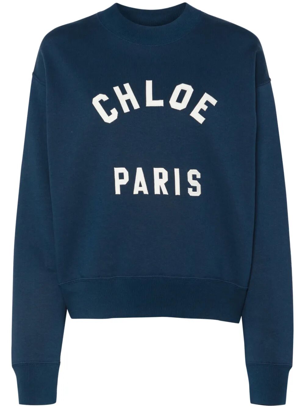 CHLOÉ Mock-Neck Cotton Fleece Logo Sweater Women