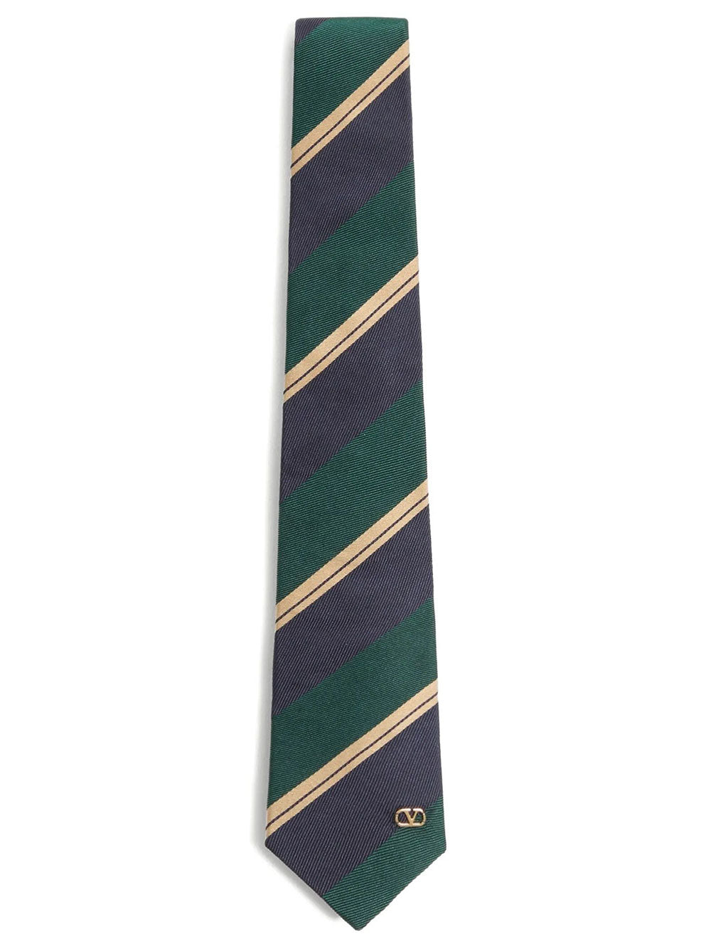 VALENTINO GARAVANI Valentie Jacquard Regimental Silk Tie Women