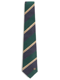 VALENTINO GARAVANI Valentie Jacquard Regimental Silk Tie Women