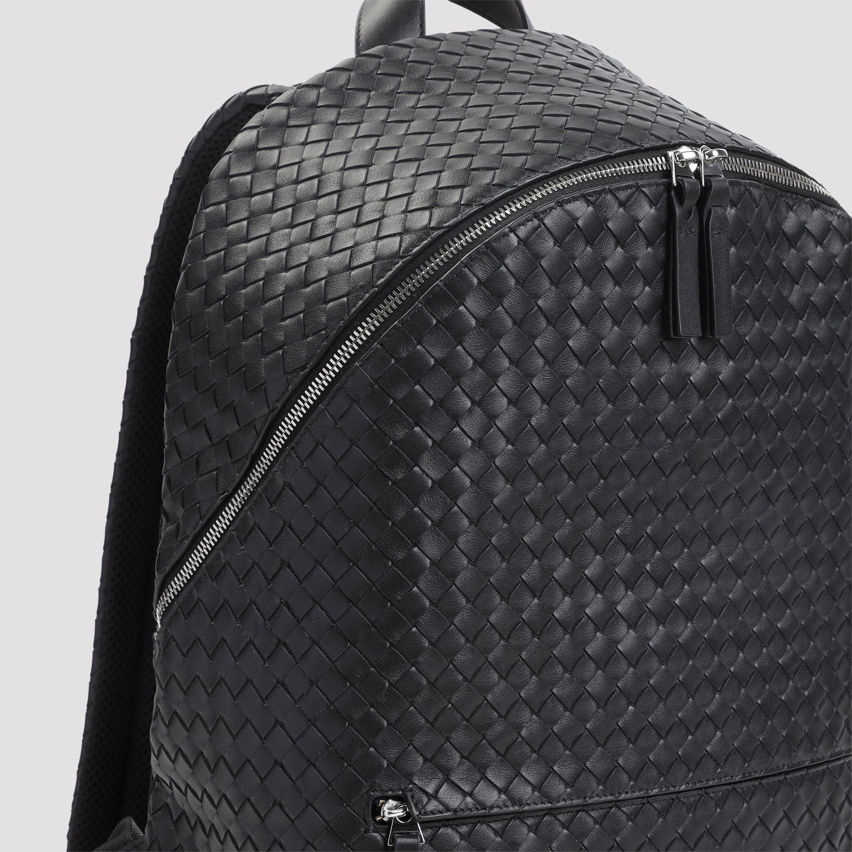 black woven leather backpack Backpack, Small and hardware accents Woven Backpack - Black