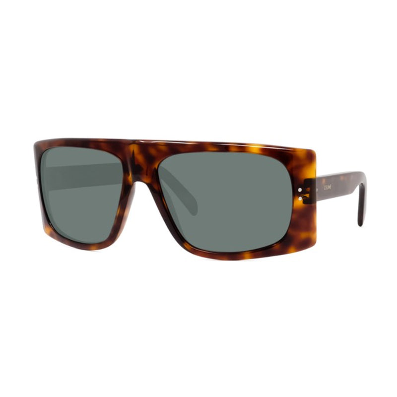 Celine Celine Sunglasses Geometric Full Rim, Havana Frame and Green Lens CL40089I52N
