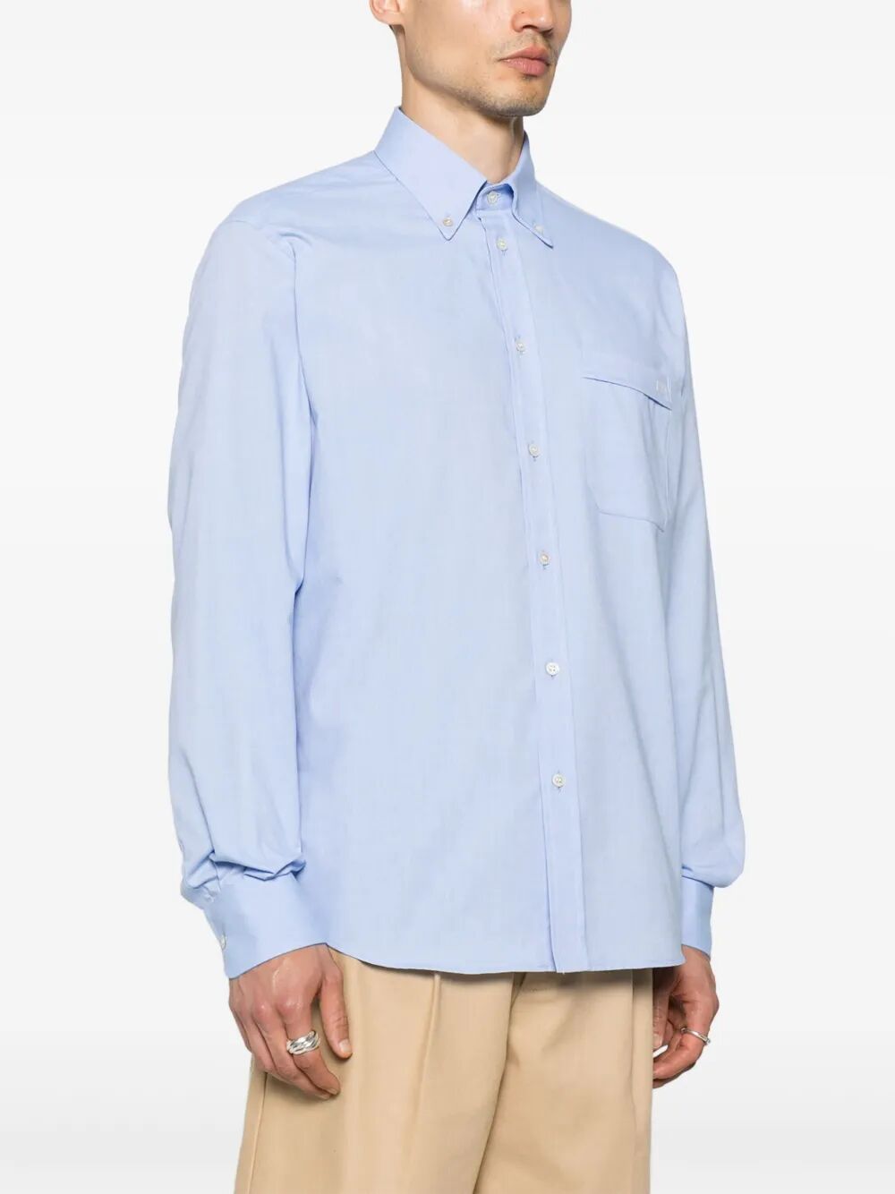 VALENTINO GARAVANI Valentino Garavani Men Cotton Oxford Shirt With Vlogo Embroidery