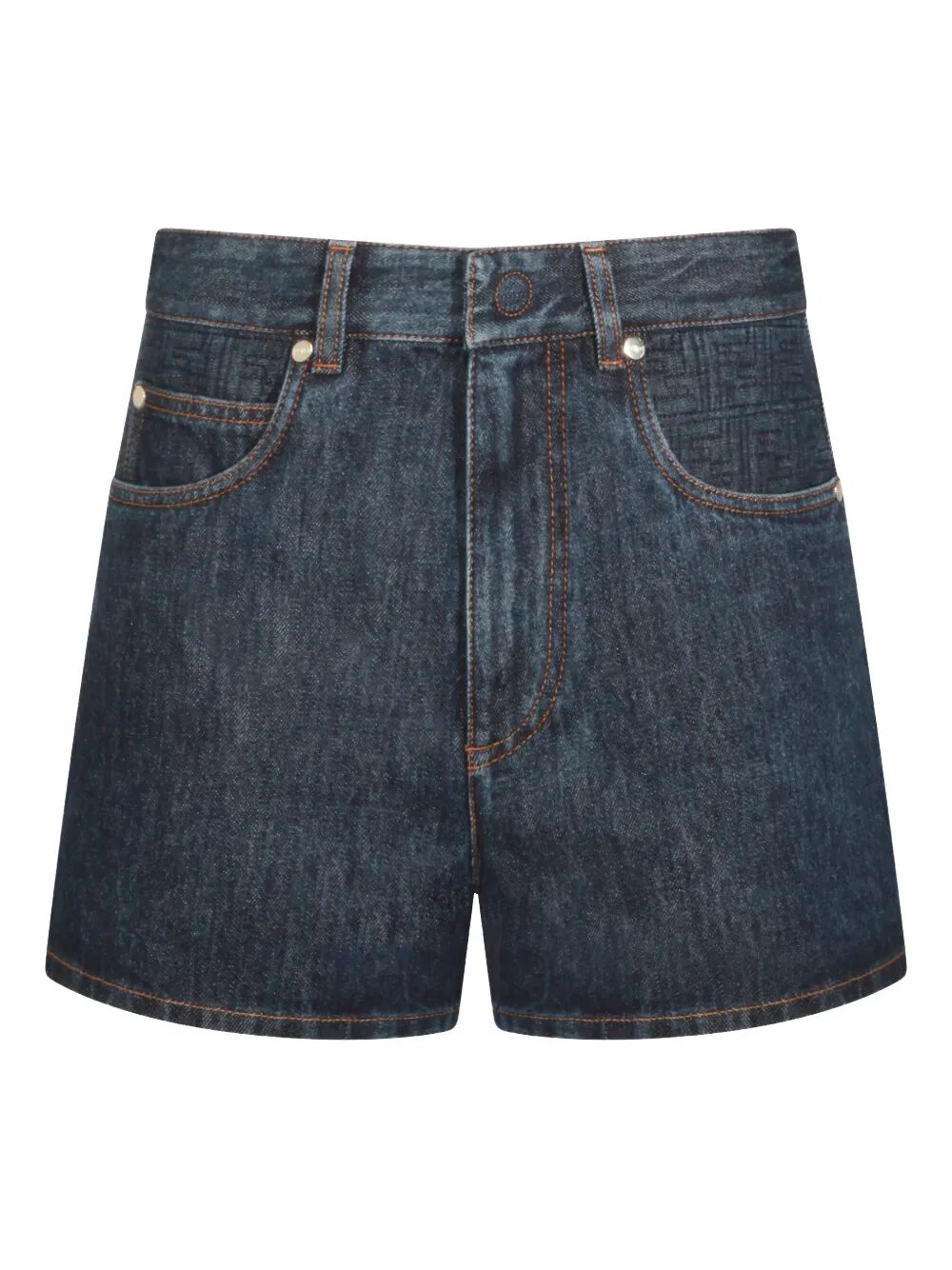 FENDI Flared Denim Shorts With Quilted Ff Motif Women