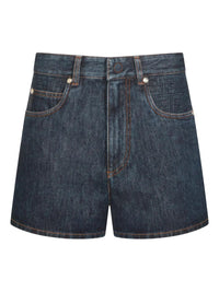 FENDI Flared Denim Shorts With Quilted Ff Motif Women