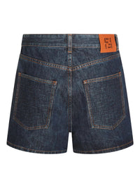 Fendi Women Flared Denim Shorts With Quilted Ff Motif