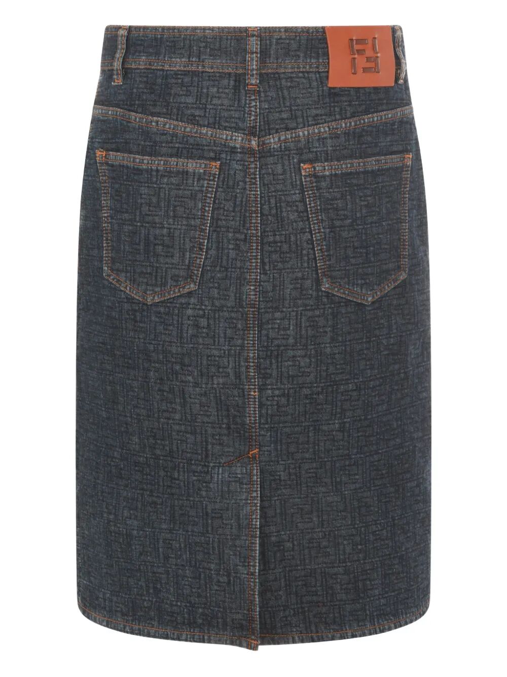 FENDI Flared Midi Denim Skirt With All-Over Quilted Ff Motif Women