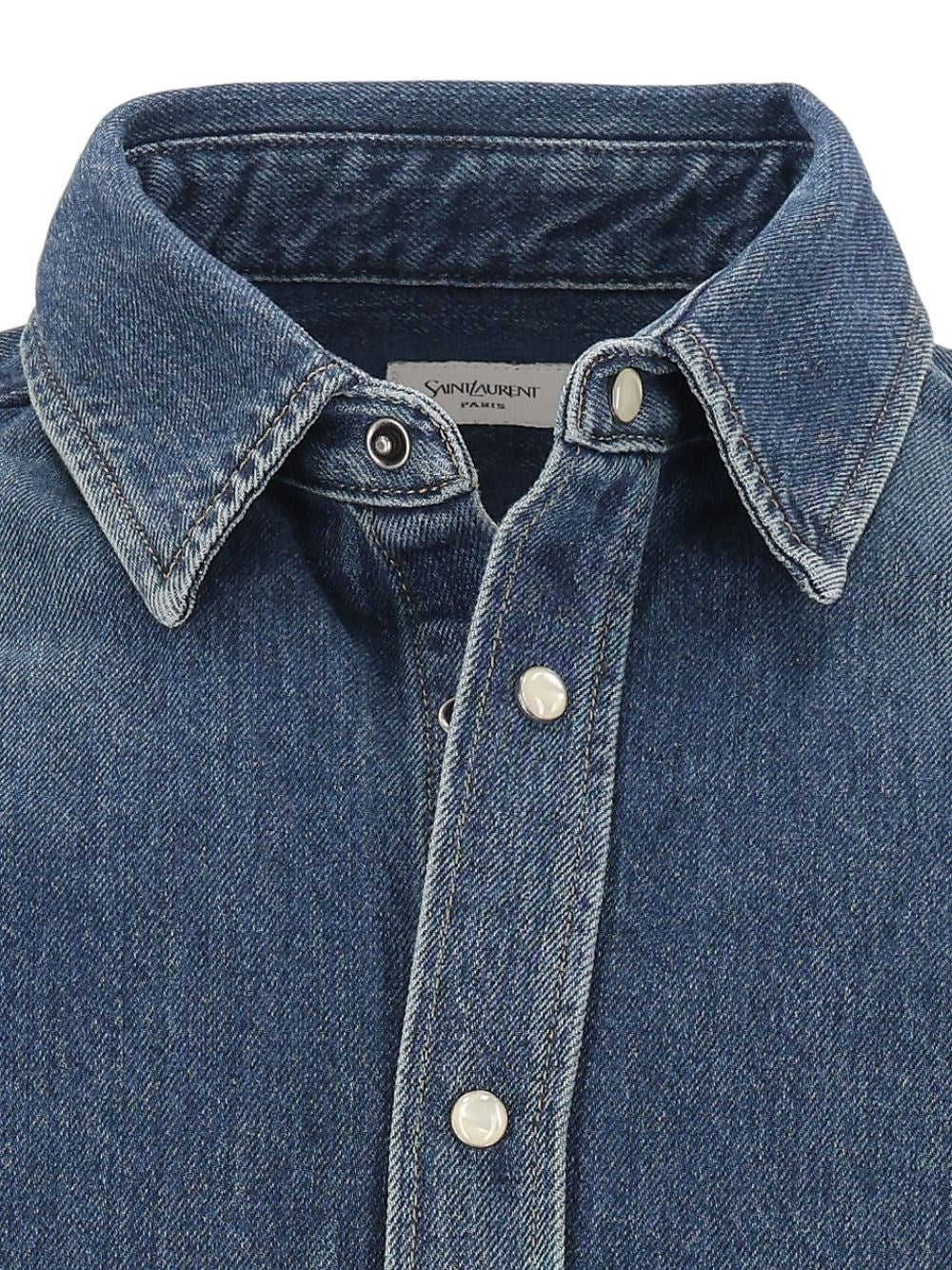 Saint Laurent Men Cassandre Denim Shirt