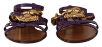 Dolce & Gabbana Purple Leather Devotion Flats Sandals Women's Shoes