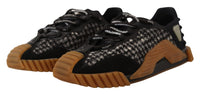 Dolce & Gabbana Black White Fabric Lace Up NS1 Men's Sneakers