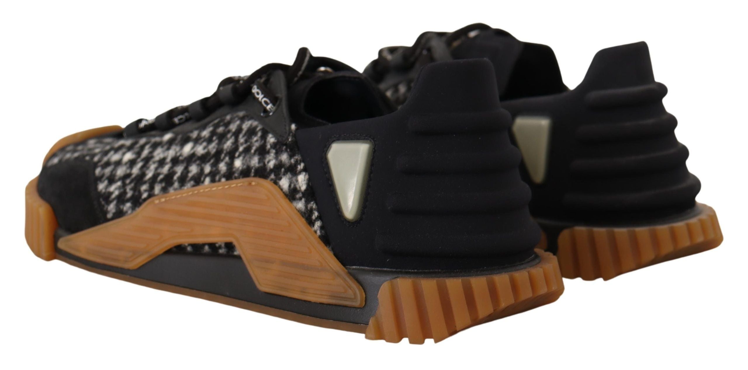 Dolce & Gabbana Black White Fabric Lace Up NS1 Men's Sneakers