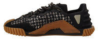 Dolce & Gabbana Black White Fabric Lace Up NS1 Men's Sneakers