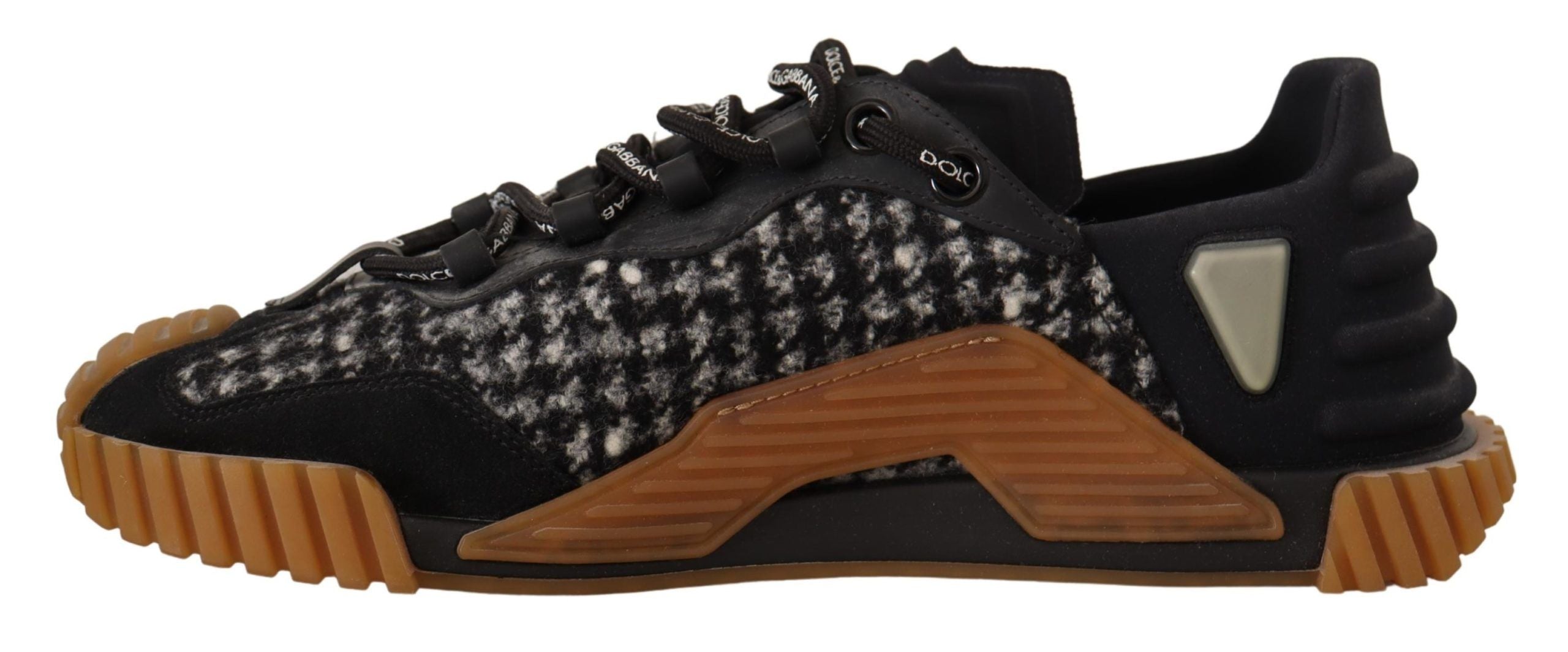 Dolce & Gabbana Black White Fabric Lace Up NS1 Men's Sneakers