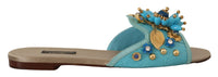 Dolce & Gabbana Blue Crystal Exotic Leather Blue Crystal Women's Sandals