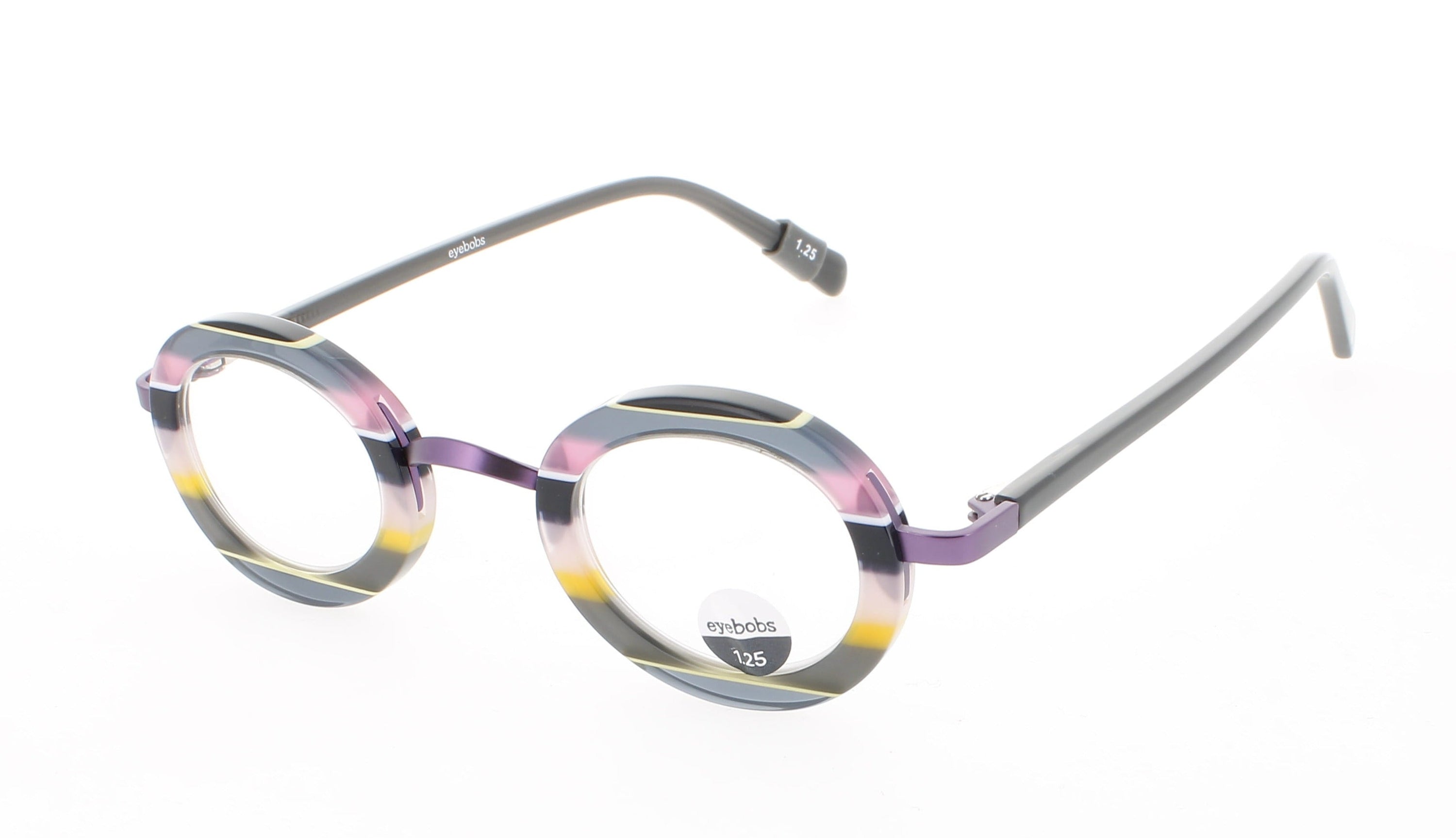 Eyebobs Eyebobs Optical Glasses PINK AND YELLOW MULTI STRIPE/GREY