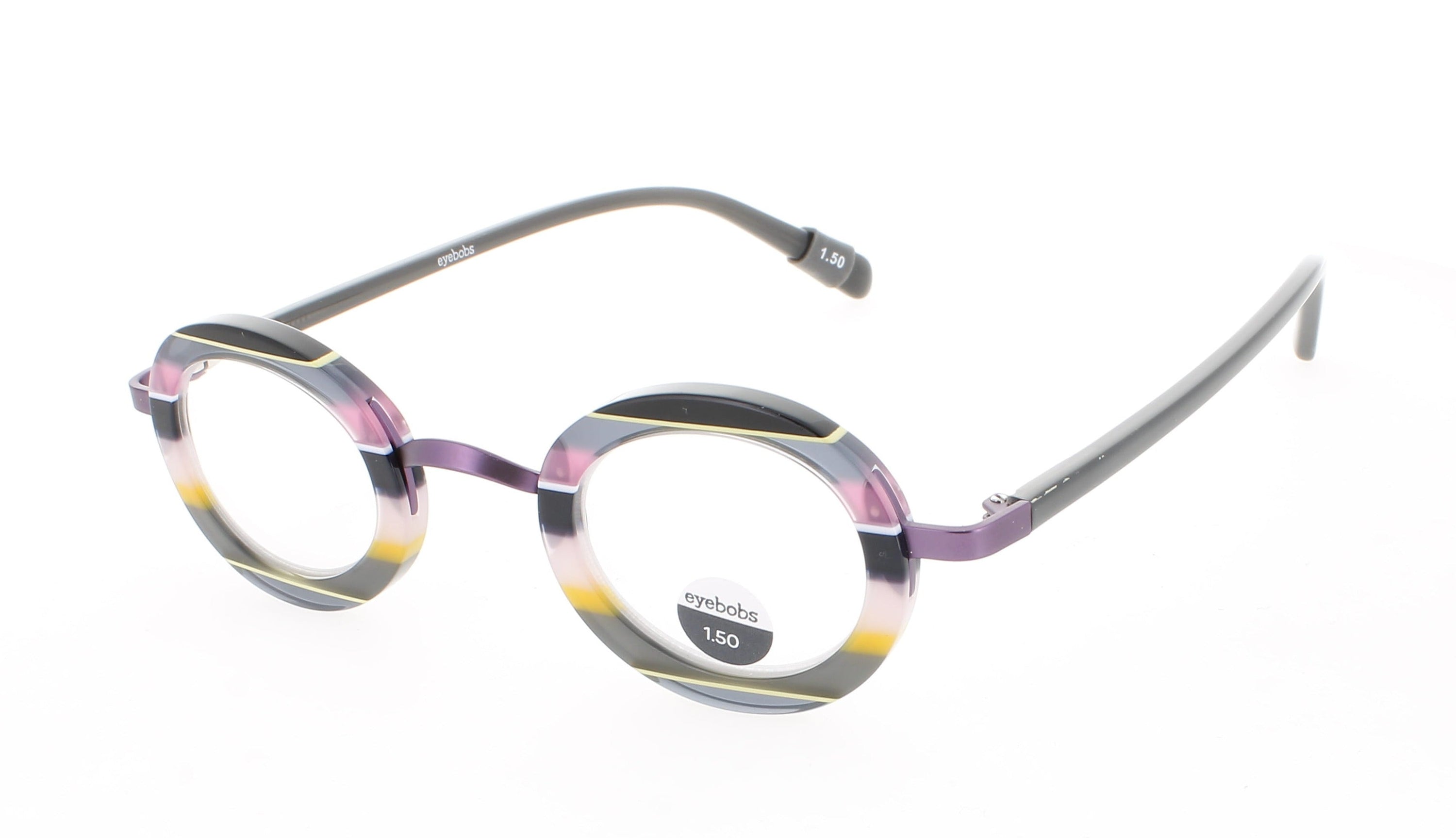 Eyebobs Eyebobs Optical Glasses PINK AND YELLOW MULTI STRIPE/GREY