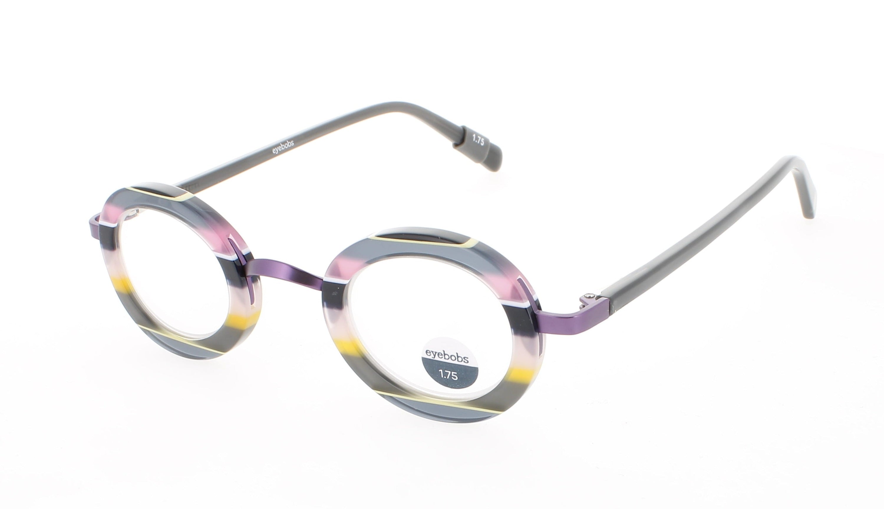 Eyebobs Eyebobs Optical Glasses PINK AND YELLOW MULTI STRIPE/GREY