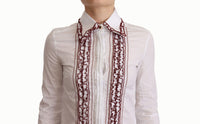 Dolce & Gabbana White Cotton Lace Long Sleeves Ruffle Collar Top Women's Shirt