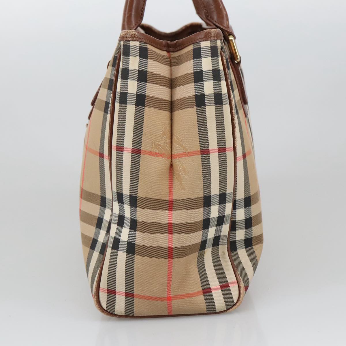 Burberry Nova Check Beige Canvas Handbag (Pre-Owned)